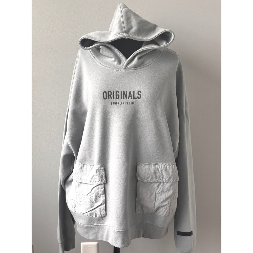 Brooklyn Cloth Originals Hoodie Pullover Kangaroo Pockets Gray‎ Mens Size